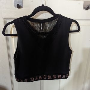 Disturbia black active sports bra mesh crop top UK XXL goth emo grunge